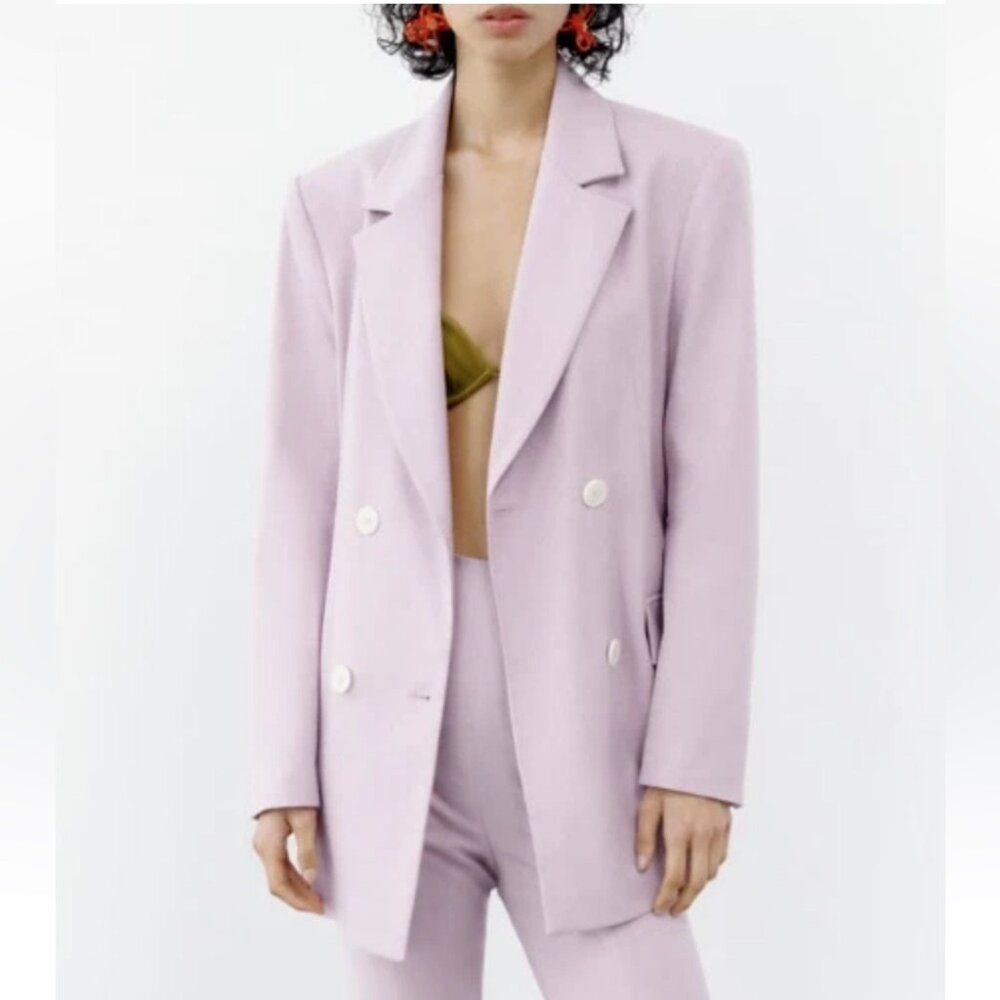NWT ZARA Lilac Tailored Double-Breasted Blazer | XS
